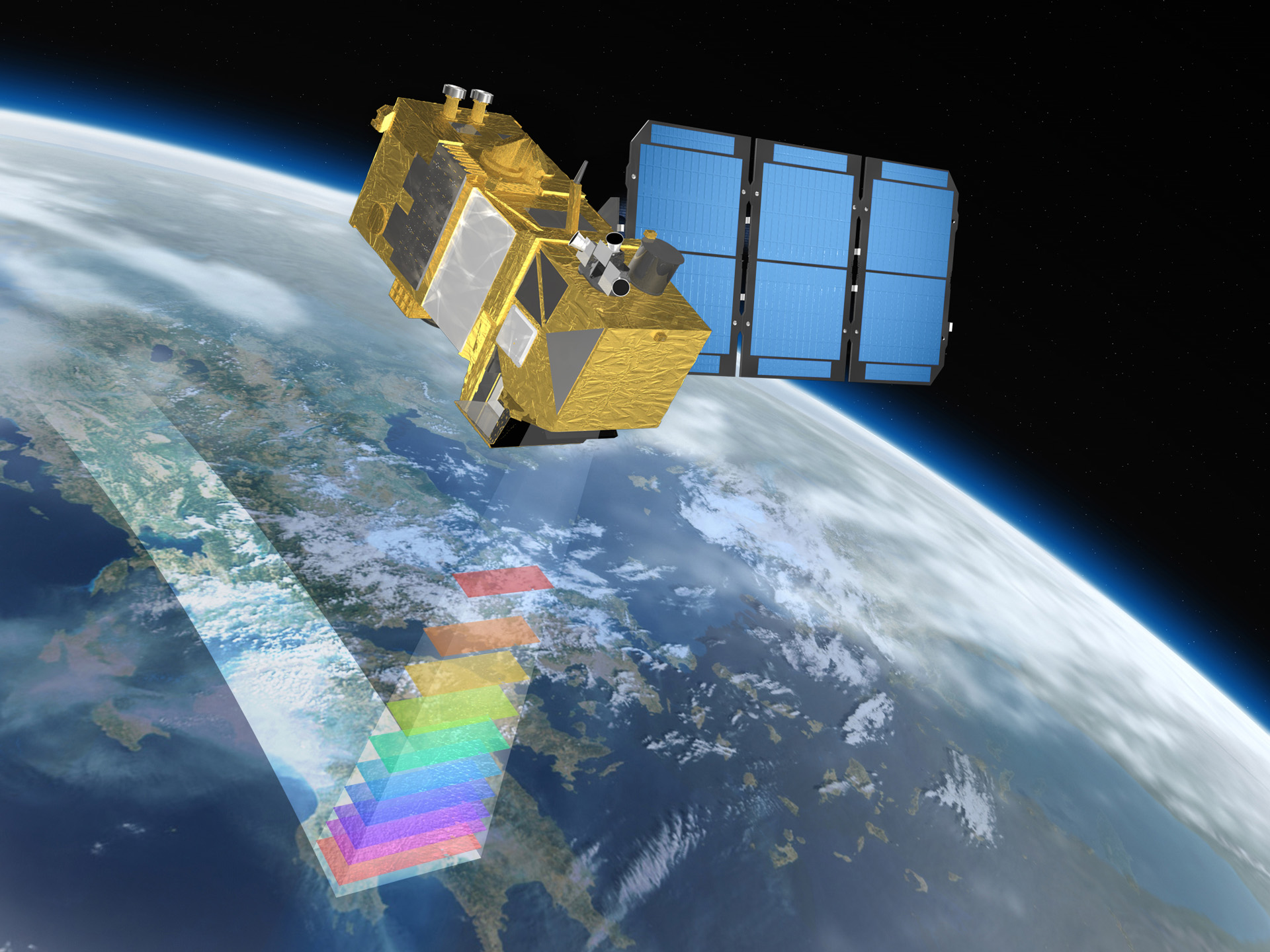Satellite d'observation de la Terre acquérant des images multispectrales